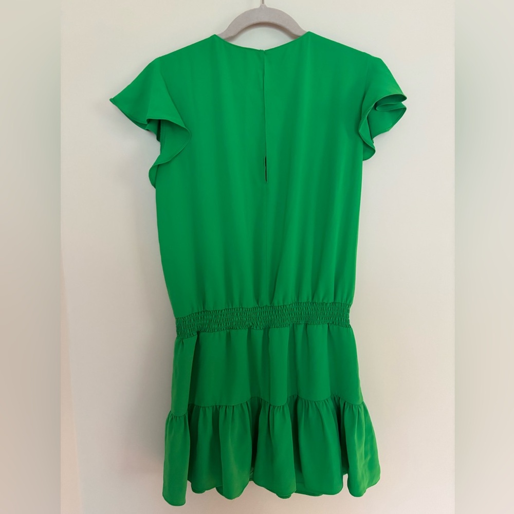 Amanda Uprichard Marsha Grass Green Elastic Skort Blouson Romper Dress Sz M - Picture 4 of 5